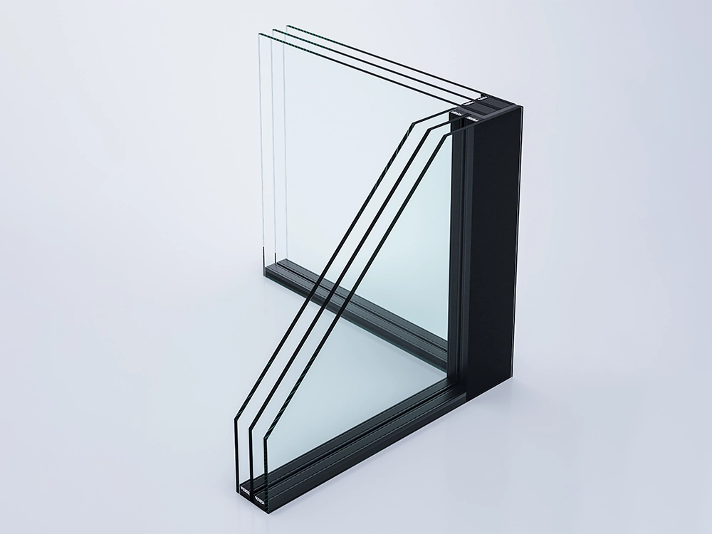 Przekrój szyby ze stepem - narożnik Glass Corner